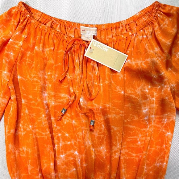 Michael Kors long sleeve michael kors orange Boho top NWT $98 - Picture 6 of 7